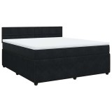 Cumpara ieftin Pat box spring cu saltea, negru, 180x200 cm, catifea