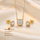 Set Diamant Delicat , cercei E i colier cu zirconia, placate cu aur 14K