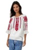 Bluza dama tip ie R256 alb fildes/verde , marimea 2XL, Casual, Bumbac