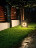 Lampa Gradina Piatra Naturala cu Inel LED