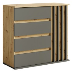 Comoda DTD mdf laminat grafit stejar artisan Deris 80x34x79,7 cm