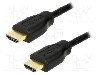 Cablu HDMI - HDMI, din ambele par&amp;#355;i, HDMI mufa, 200mm, negru, LOGILINK - CH0076