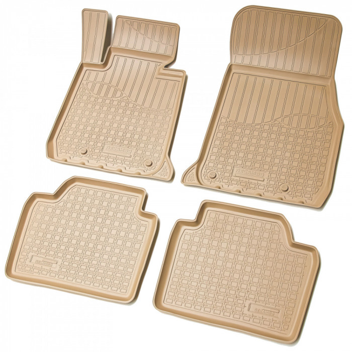 Set de 4 covorase bej cauciuc 3D stil tavita premium pentru BMW Seria 3 F30, F31, F34, F35 2011-2019