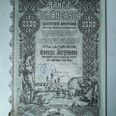 2500 Lei 1920 Banca Romaneasca actiuni vechi / Romania 41070