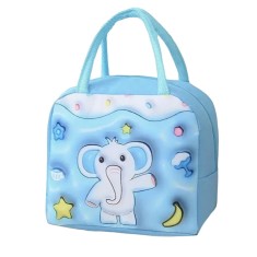 Geant&Auml; frigorific&Auml;, flippy, cu desene animate 3d, portabil&Auml; pentru copii, de pr&Atilde;&cent;nz, din p&Atilde;&cent;nz&Auml; oxford, 23x13x19 cm, model elefantel, albastru