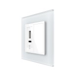Cumpara ieftin Priza USB-A si USB-C 20W Livolo cu rama din sticla si tasta falsa alba