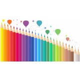 Autocolant brau decorativ - Creioane colorate si baloane
