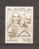 Monaco 1994 - 300 de ani de la nașterea lui Voltaire, MNH, Nestampilat