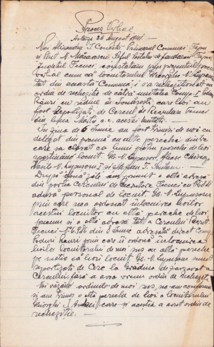 A2738N Primăria și postul de jandarmi Țepu, județul Galați, 1941, act de rechiziție a unei perechi de boi pe seama armatei