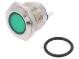 Lampa LED de Control Verde 12V &Oslash;16mm Alamă