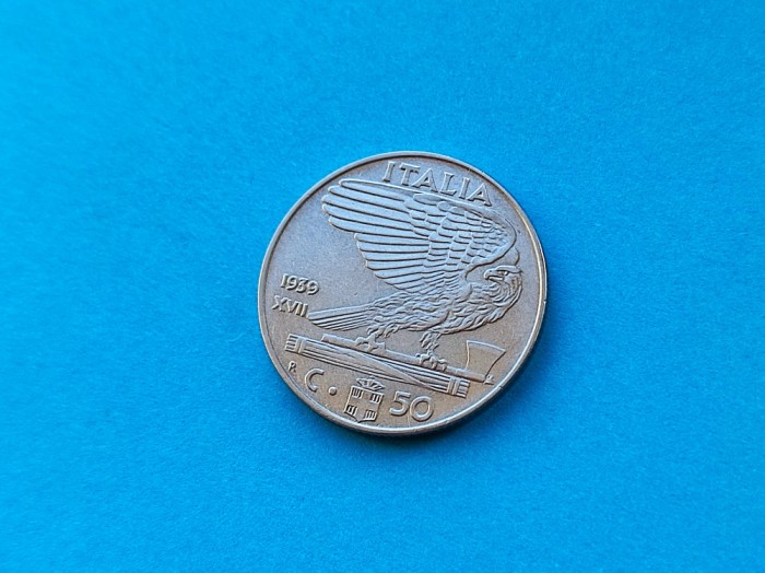 50 Centesimi 1939 Italia-stare buna-Non magnetic