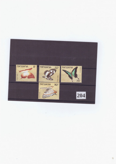 ST-204=TANZANIA - FLUTURI,--Serie de 4 timbre ,MNH