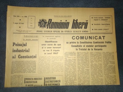 ZIARUL ROMANIA LIBERA 7 IULIE 1966 TRATATUL DE LA VARSOVIA foto