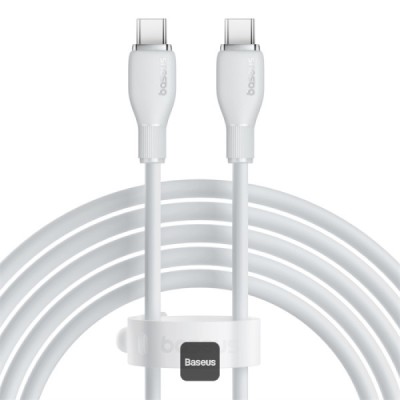 CABLU alimentare si date Baseus Pudding Series, Fast Charging Data Cable pt. smartphone, USB Type-C la USB Type-C 100W, 1.2m, alb &amp;quot;P10355702221-B1&amp;quot; (t foto