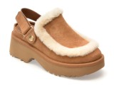 Papuci UGG maro, NEW HEIGHTS ESME CLOG, din piele intoarsa