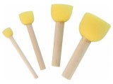 Pensula speciala din spuma cu maner din lemn Kreul, 4 pensule set, diverse dimensiuni