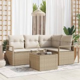 VidaXL Set de canapele pentru grădină 5 pcs Bej Rattan poli 3346371