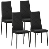 Set 4 scaune bucatarie/living, Tomlo, piele PVC, otel, negru, 41x50x97 cm GartenVIP DiyLine, ART