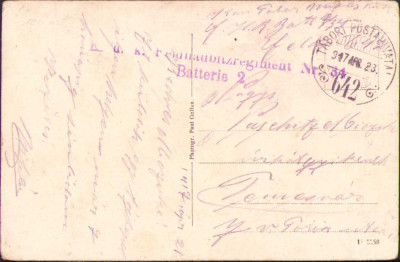 HST CP44 Carte postala Tabori postahivatal 647 + ștampilă regiment 1917 foto