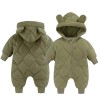 Combinezon de Iarna, Cyrax, pentru Bebelusi, din Bumbac, cu Urechi, Mansete Elastice, Unisex, 66 cm, Verde