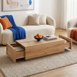 Masuta de cafea Turur 104x50x40 cm cu 2 sertare, finisaj stejar