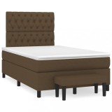 Cumpara ieftin Pat box spring cu saltea, maro inchis, 120x200 cm, textil