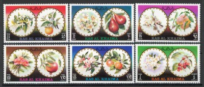 Ras al Khaima 1972 Mi 914/19 MNH - Florile si fructele lor foto