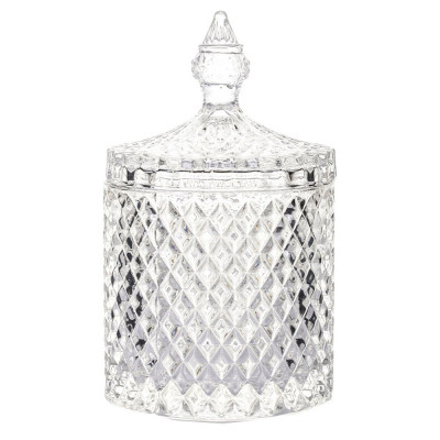 Bomboniera eleganta Pufo Luxury din sticla cu capac, 14 cm, transparent foto
