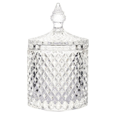 Bomboniera eleganta Pufo Luxury din sticla cu capac, 14 cm, transparent foto