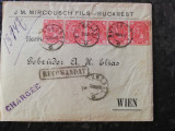 Plic circulat rar,5x10 bani Carol I,em. Cifra in 4 colturi,Buc.-Viena,30.03.1892
