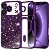 Cumpara ieftin Husa MagSafe pentru Apple iPhone 18 Pro / 17 Pro, Techsuit, Luxury Glitter, Mov Inchis