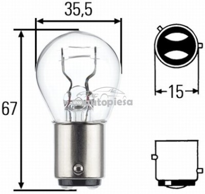 Bec P21/4W 12V 21/4W BAZ15d HELLA 8GD 004 772-121 foto