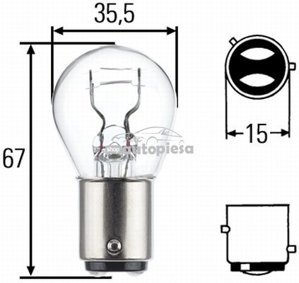 Bec P21/4W 12V 21/4W BAZ15d HELLA 8GD 004 772-121