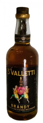 RARE BRANDY 3 VALLETTI SARTI. BRANDY DISTILLAT DI VIN, ANII 70 L. 1 GR 40 foto