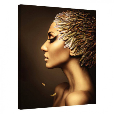 Tablou Canvas, Tablofy, Gold Feathers, Printat Digital, 40 &amp;times; 50 cm foto