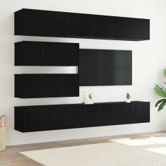 vidaXL Set comodă TV 6 pcs Stejar negru 100 x 30 x 30 cm Lemn compozit