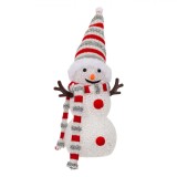 Figurină Decorativă Acrilică de Crăciun, Om de Zăpadă, Cu LED-uri Multicolor, &Icirc;nălțime 24cm, Oem