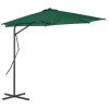 Umbrelă soare de exterior cu stâlp din oțel, verde, 300 cm, vidaXL