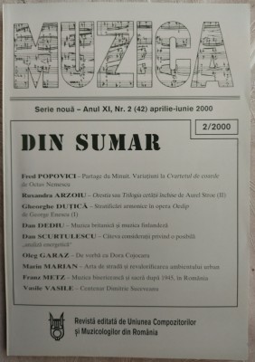 REVISTA MUZICA NR. 2/2000: Fred Popovici/Octavian Nemescu/Aurel Stroe/Dan Dediu+ foto