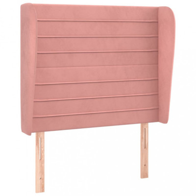 Tăblie de pat cu aripioare, roz, 83x23x118/128 cm, catifea foto