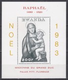 Rwanda 1983 - Crăciun - Pictură de Raphael - Palatul Pitti din Florenta, Colita, MNH