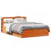 VidaXL Cadru de pat cu tăblie, maro ceruit, 135x190 cm, lemn masiv pin 3306359