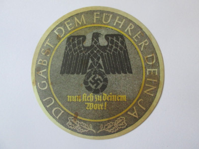 Rar! Suport/cartonaș pentru pahare Germania nazista anii 30 foto