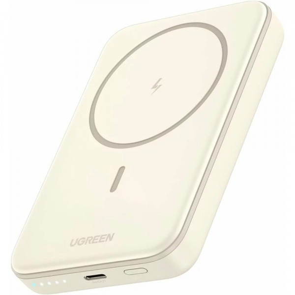 Baterie Externa Wireless UGREEN PB561, 10000mAh, 20W, PD + FQI, 1 x QI - 1 x USB-C, Bej