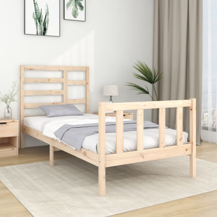 vidaXL Cadru de pat Single 3FT, 90x190 cm, lemn masiv