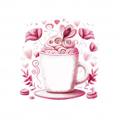 Sticker decorativ Ceasca de cafea, Roz, 57 cm, 6115ST