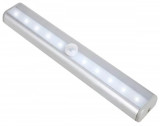 Lampa LED cu senzor miscare, 10 leduri, 80lm, 1W, 19 x 3 x 1,7cm, alb, Pro Cart