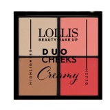 Paletă Fard de Obraz Cremos și Iluminator Duo Cheeks, Lollis