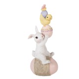 Cumpara ieftin Figurina Iepuras cu Pui Paste polirasina multicolora 8x6x19 cm