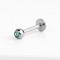 Piercing Ureche Labret - 1.2x8x3 - argintiu piatră verde